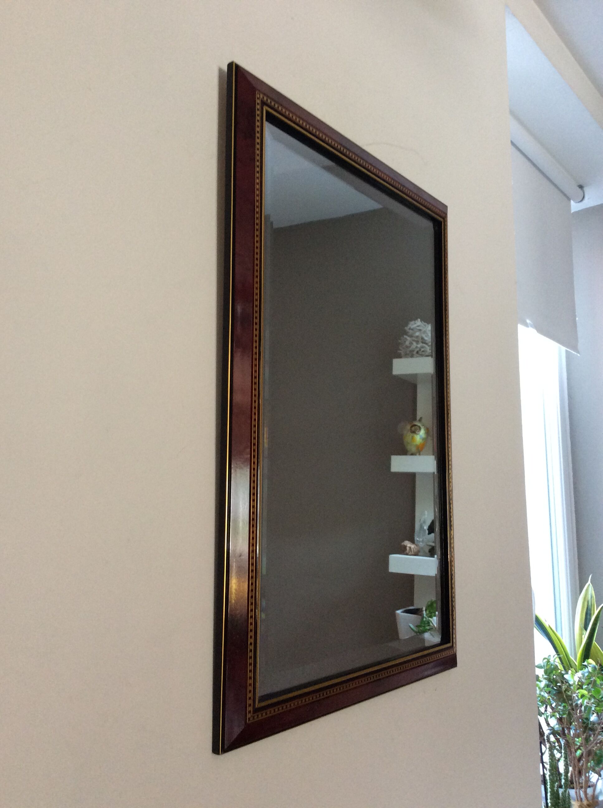 Italian-style wooden beveled mirror