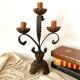 Vintage wooden and wrought iron chandelier