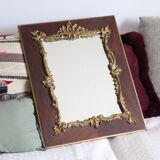 Miroir doré en bois et stuc ancien