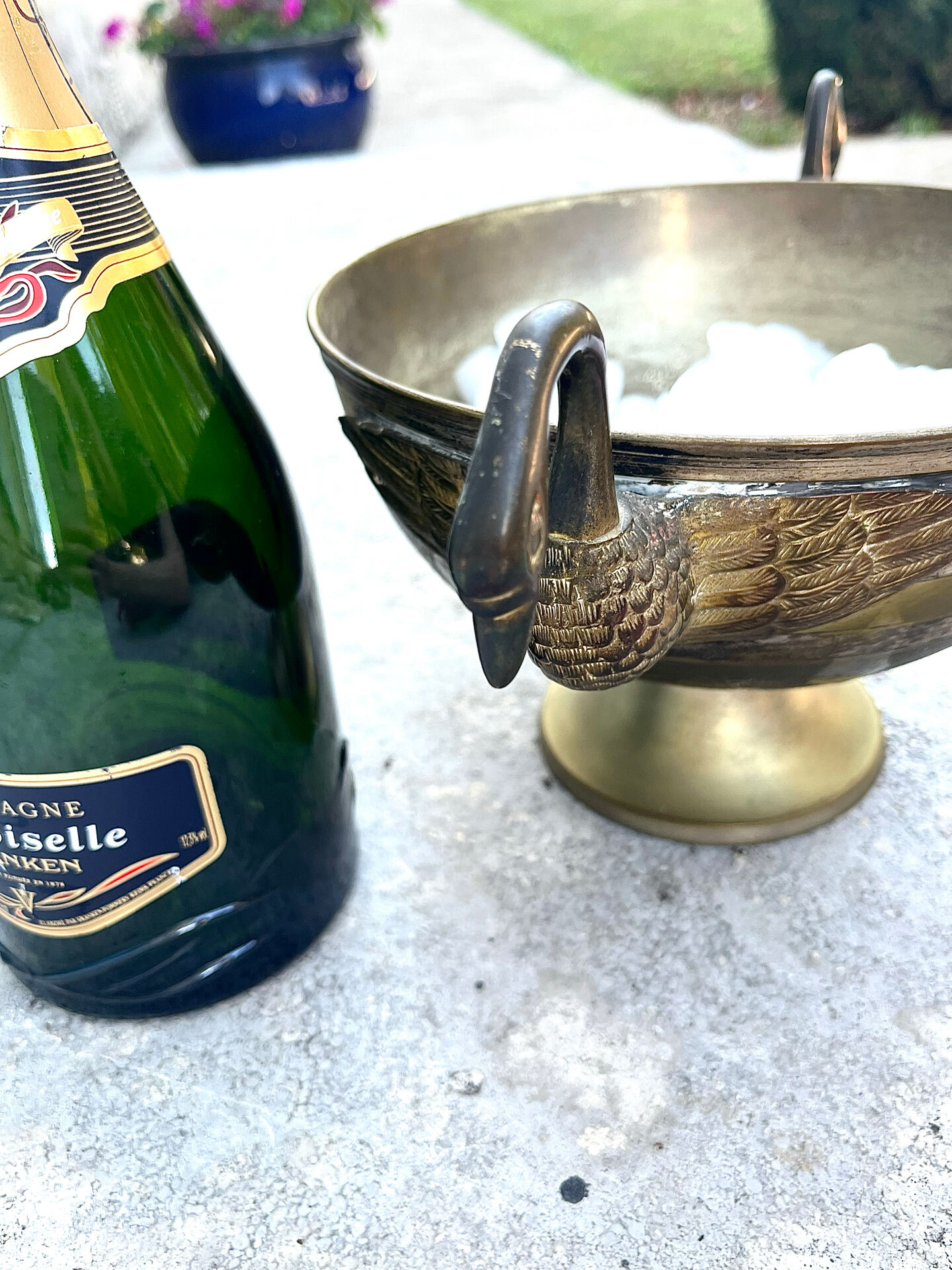 Swan Ice Bucket Brass French Vintage Footed Barware
