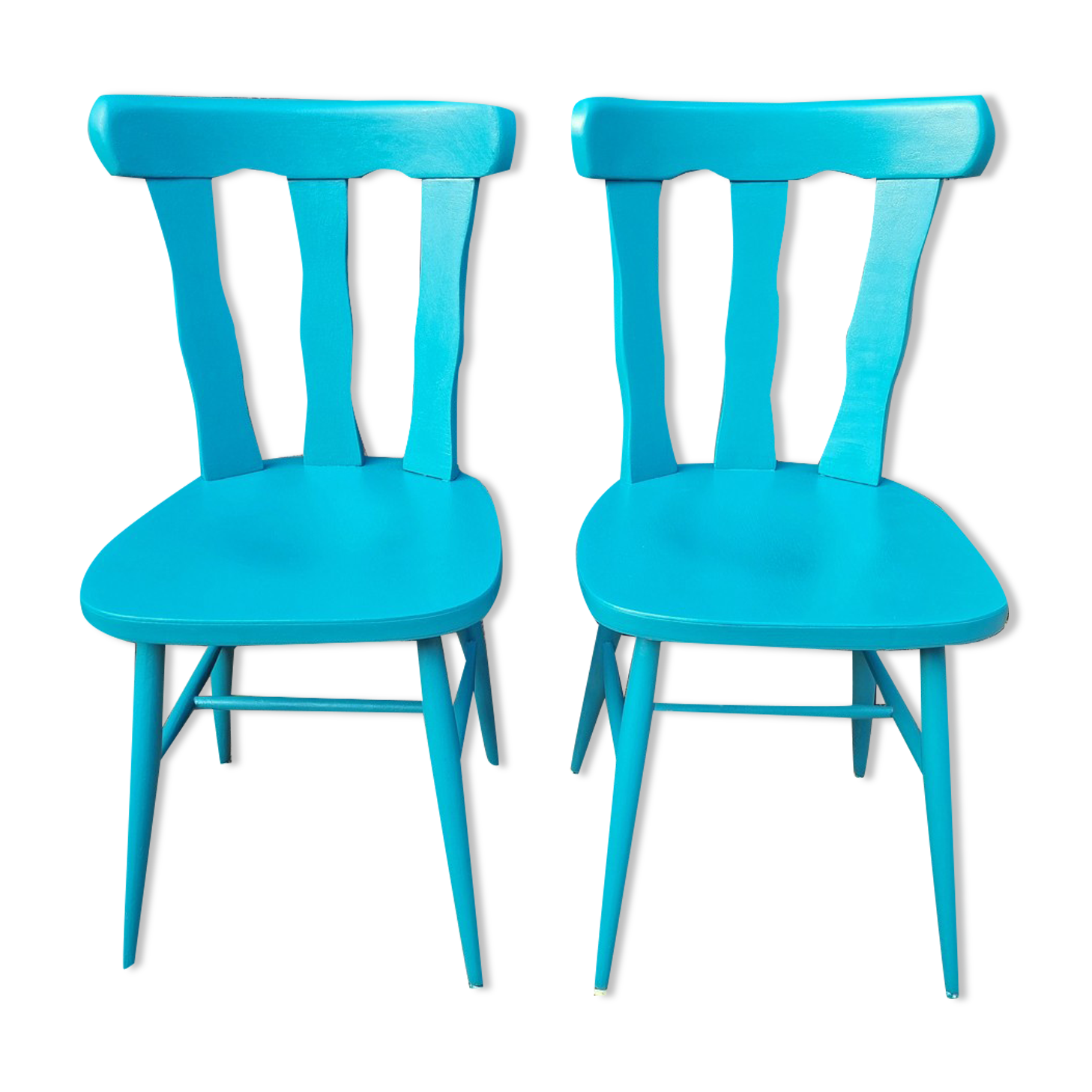 Pair of bistro chairs, Louisiana model, wooden, Baumann, 70s