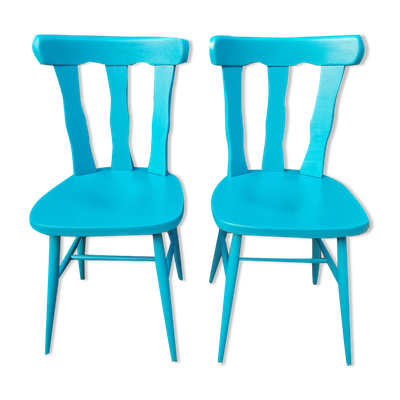 Paire de chaises bistrot modèle Louisiane en bois Baumann, années 70