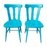 Paire de chaises bistrot modèle Louisiane en bois Baumann, années 70