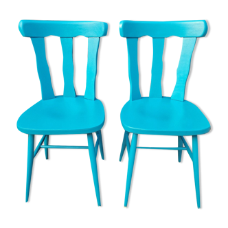 Pair of bistro chairs, Louisiana model, wooden, Baumann, 70s