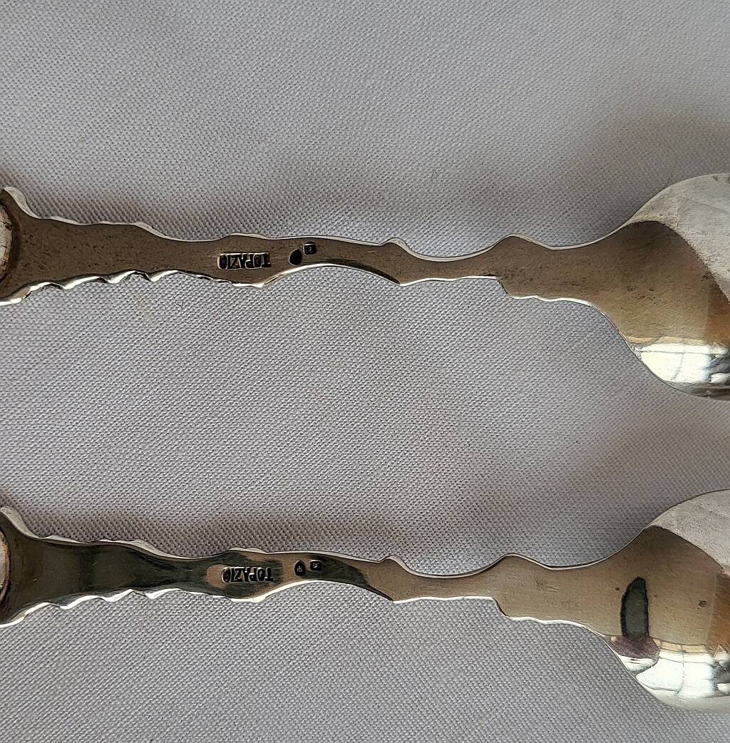 Vintage Silver 833 Coffee Spoon Coffee Bean Pattern Portuguese 2 pcs