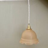 Vintage pink frosted glass lampshade pendant light