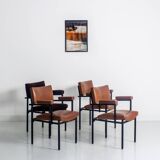 Set of 4 vintage armchairs with a metal structure