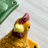 Ceramic slip kitchen towel hooks: Rooster, Hen, Duck.