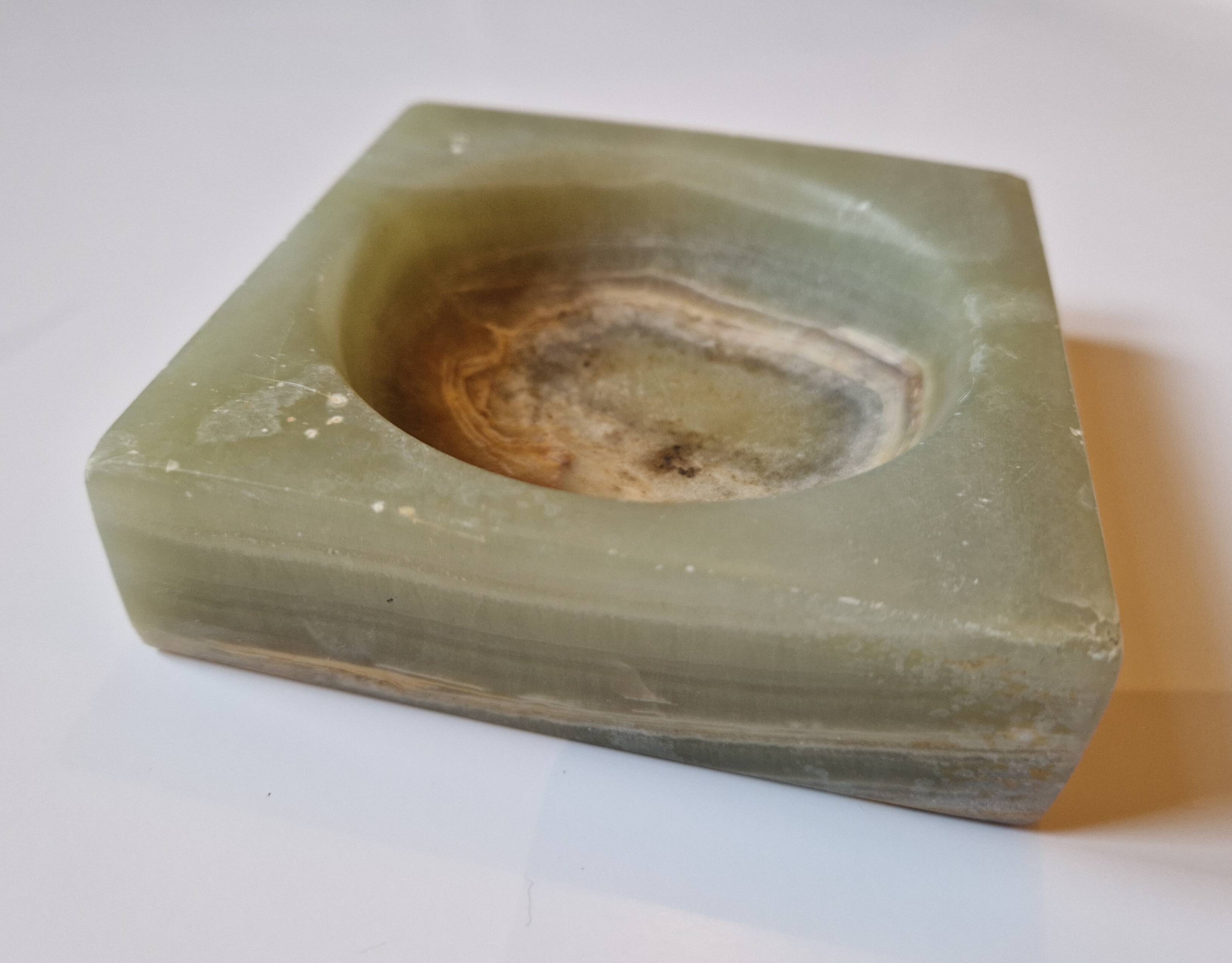 Green onyx ashtray catchall, Italian vintage 1960s
