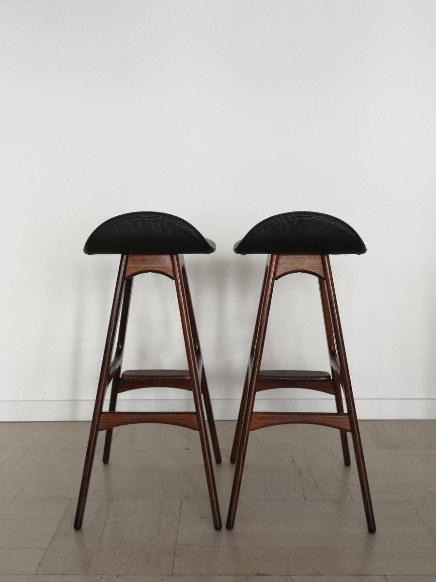 Scandinavian Bar Stools by Erik Buch, 1960s, Set of 2