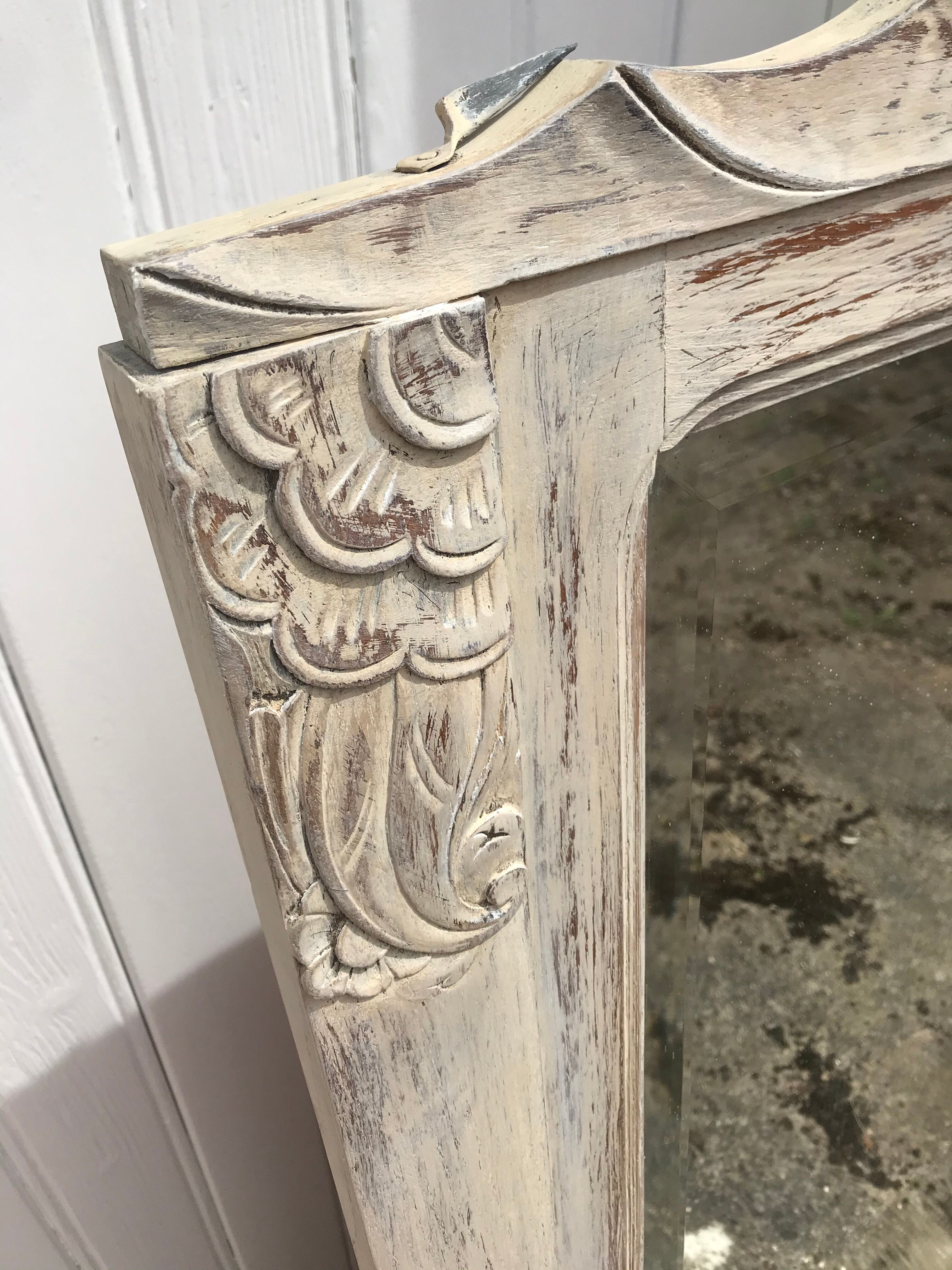 Old white mirror patinated 90x119cm