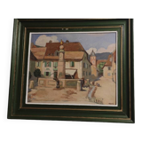 Huile sur panneau ancienne signée Marthe Debes