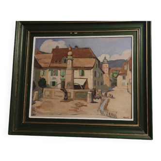 Old oil on panel signed Marthe Debes