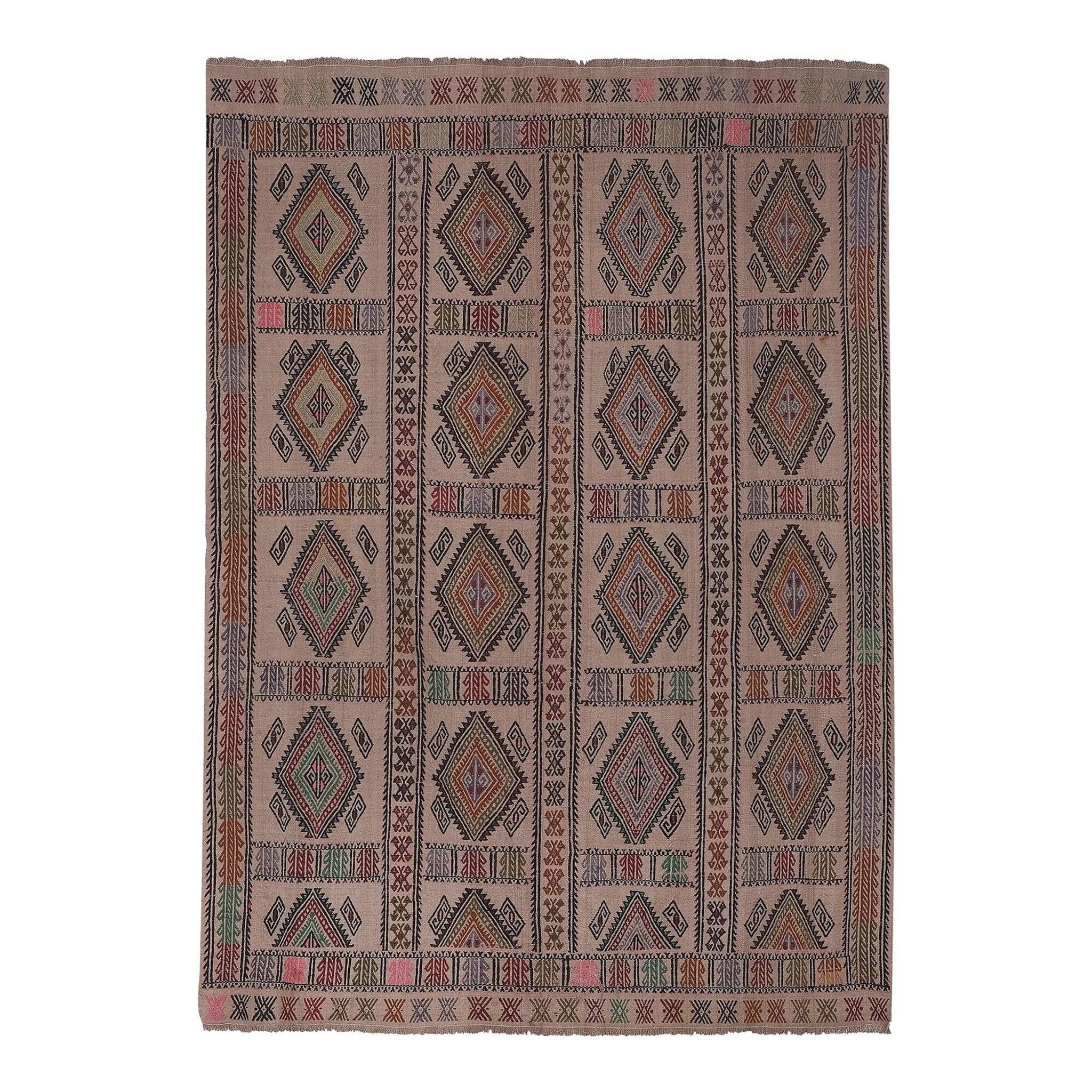 Kilim turc vintage tissé main 161x226 cm
