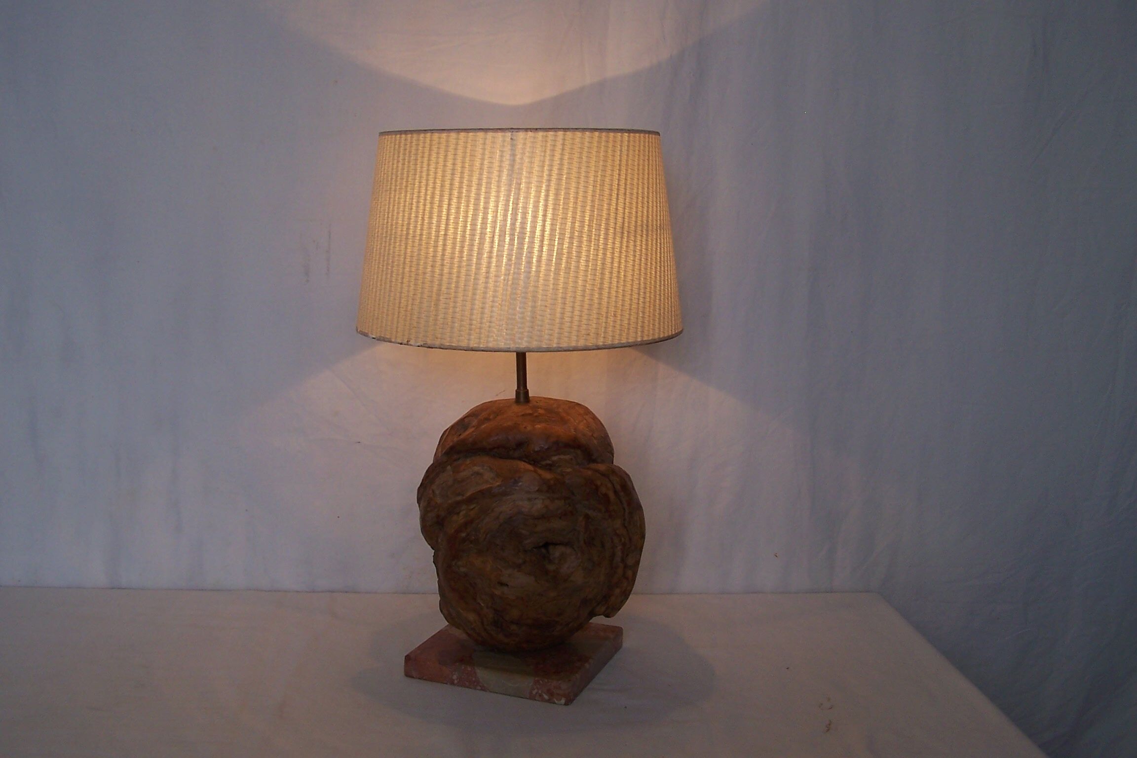 Sculptural lamp wood - marble - 60s