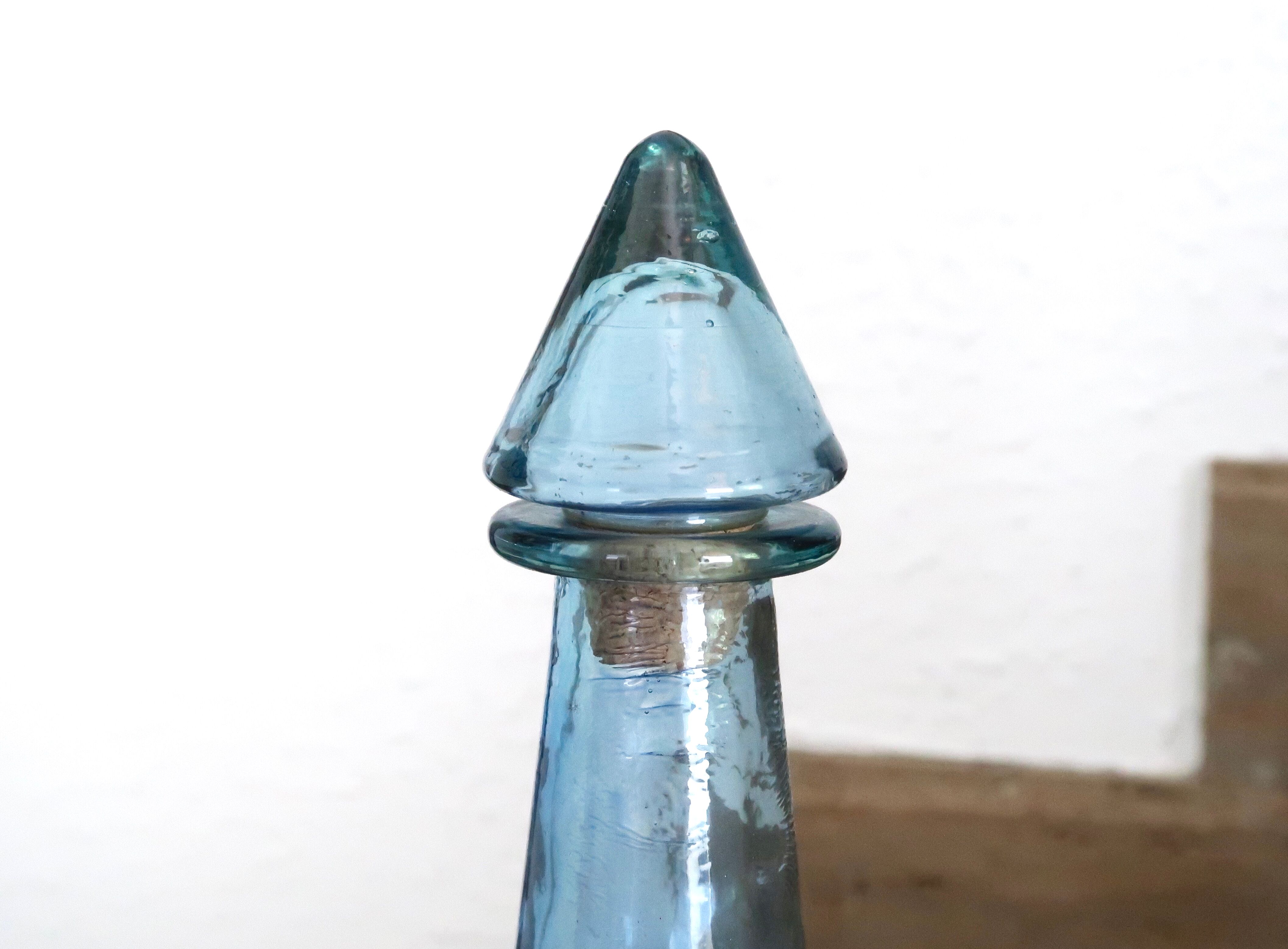 Blue glass bottle, 60s
