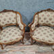 Pair of chairs cabriolets Louis XV rockery walnut rockery