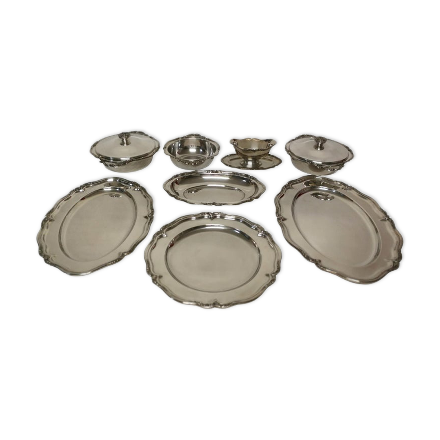 Set of 8 service pieces in silver metal Bruno Wiskemann style Louis XV 20th century