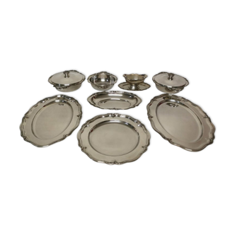 Set of 8 service pieces in silver metal Bruno Wiskemann style Louis XV 20th century