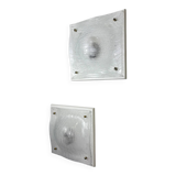 Pair of Murano frosted textured glass wall lights, Italy, 1960s