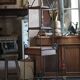 Wrought iron and wood corner unit, vintage corner furniture, corner shelf.