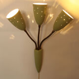 Italian wall lamp in green, for 3 bulbs 1950