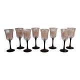 8 Luminarc wine glasses model 'OCTIME' black base "ESSO"