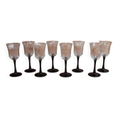 8 Luminarc wine glasses model 'OCTIME' black base "ESSO"