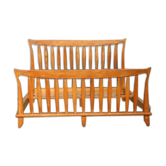 Bed of Guillerme and Chambron solid light oak France 1970