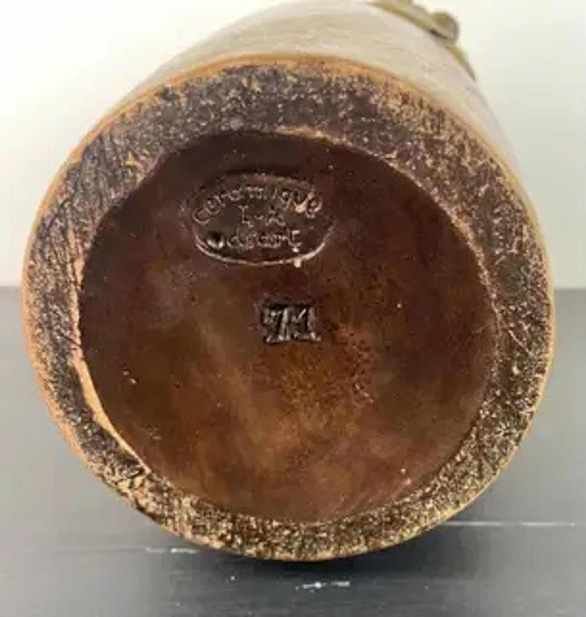 Art Nouveau vase in gilded ceramic and terracotta signed Desrousseaux France