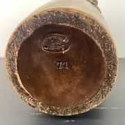 Art Nouveau vase in gilded ceramic and terracotta signed Desrousseaux France
