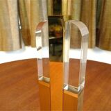 Modernist brass-plated and acrylic glass table lamp, France 1970s