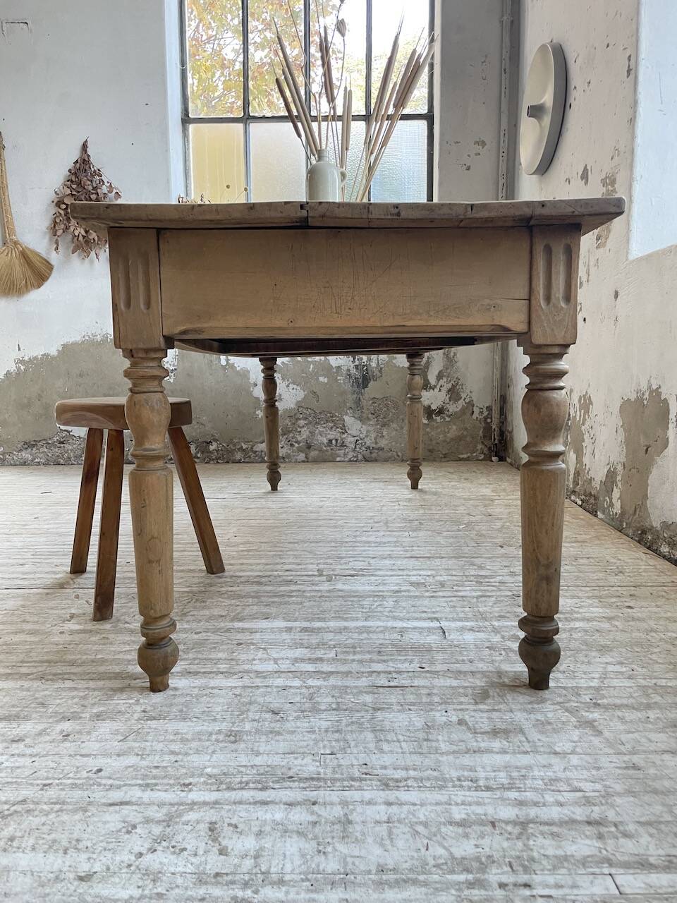 2m walnut drapery farmhouse table