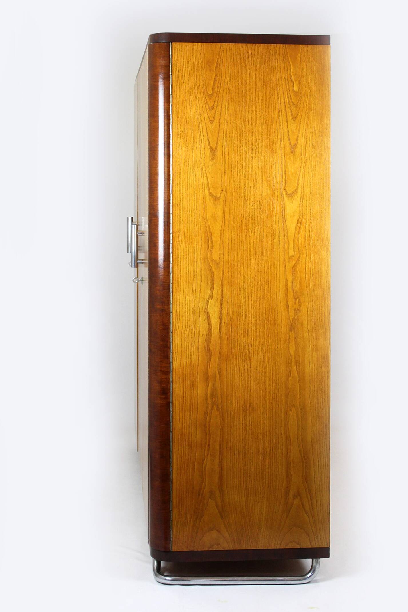 Vintage Bauhaus Chromed Tubular Steel Wardrobe by Hynek Gottwald, 1930s