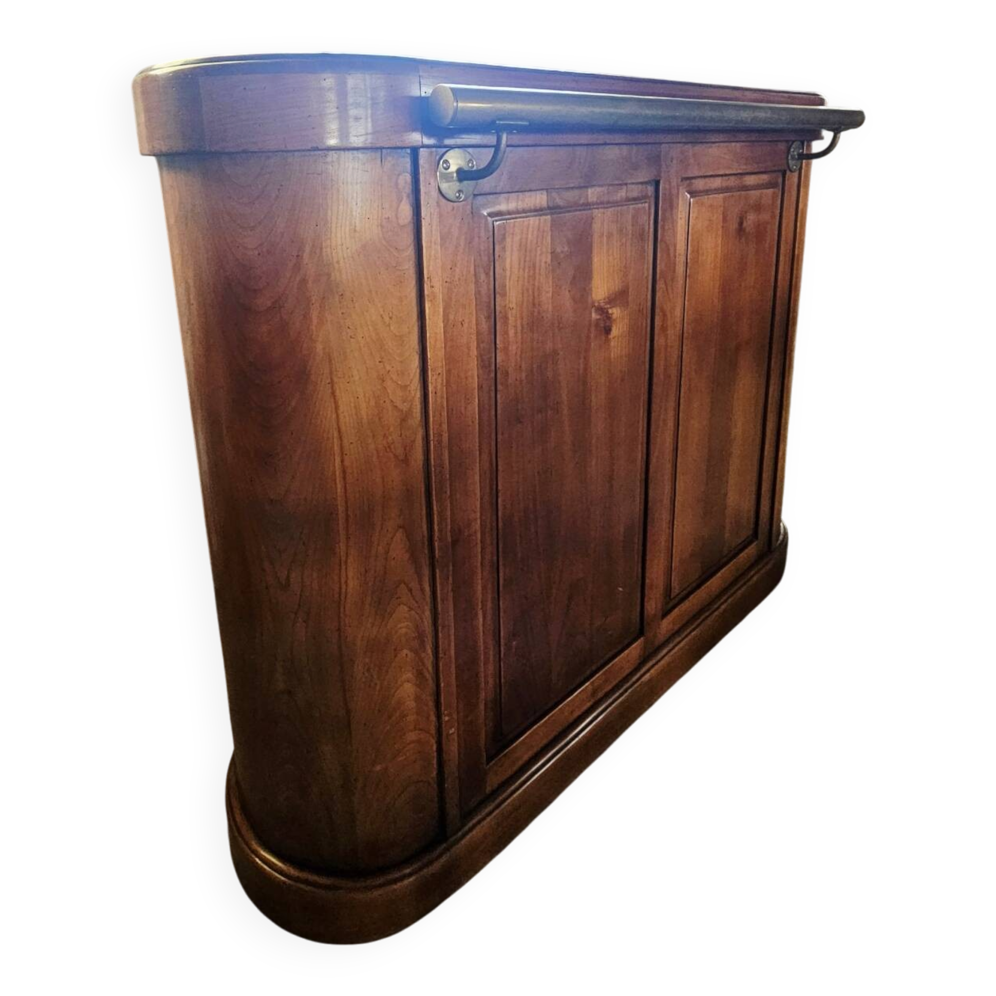 Old solid wood bar with glass top – character counter –