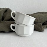 2 white porcelain cups Apilco vintage Parisian bistro