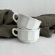 2 white porcelain cups Apilco vintage Parisian bistro