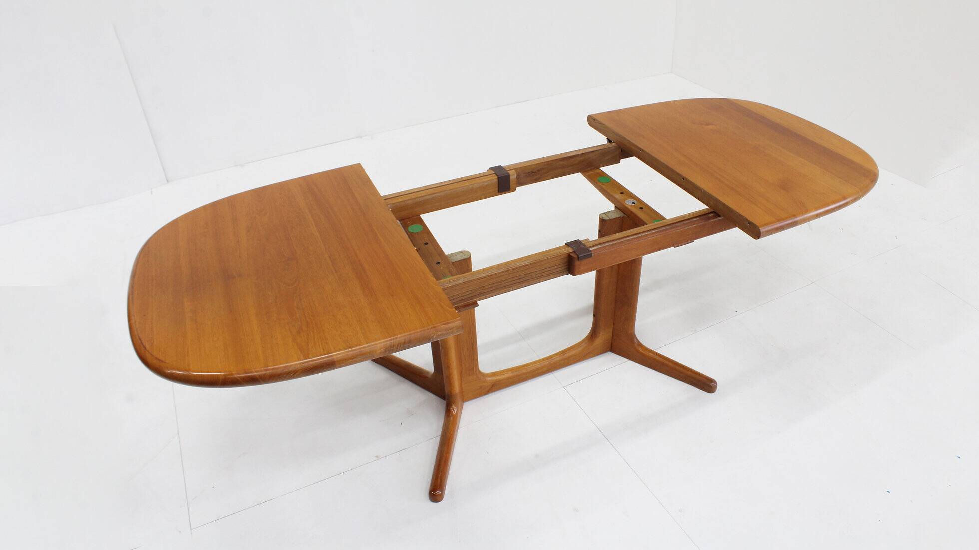 Vintage Glostrup Danish oval extendable dining table solid teak 1960s