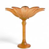 Art Nouveau Glass Compote Vase, Palm Tree Design, French, Early 20th-C