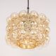 Large amber bubble glass pendant light by Helena Tynell for Limburg, Germany, 1970s.