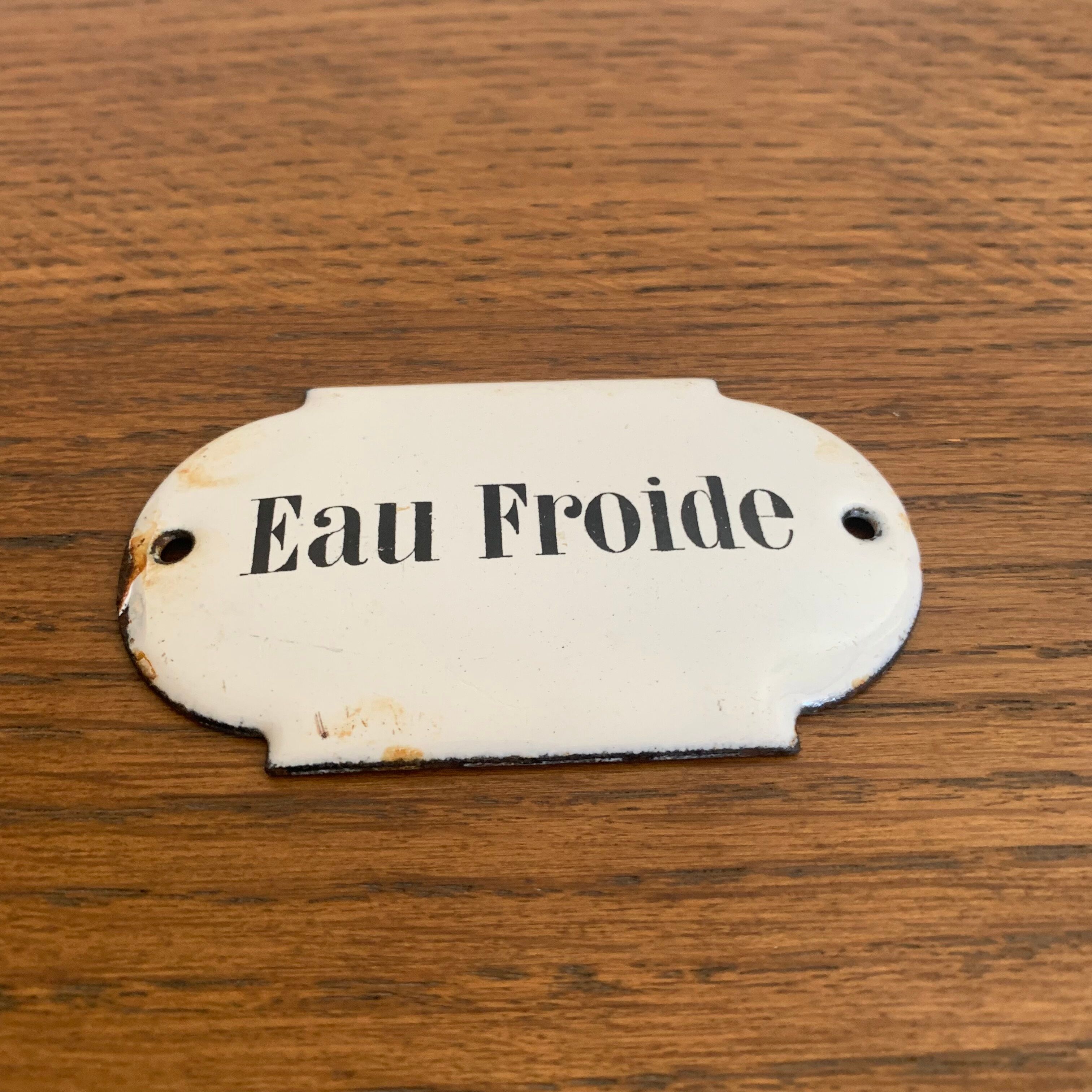 Plaque émaillée « Eau froide »
