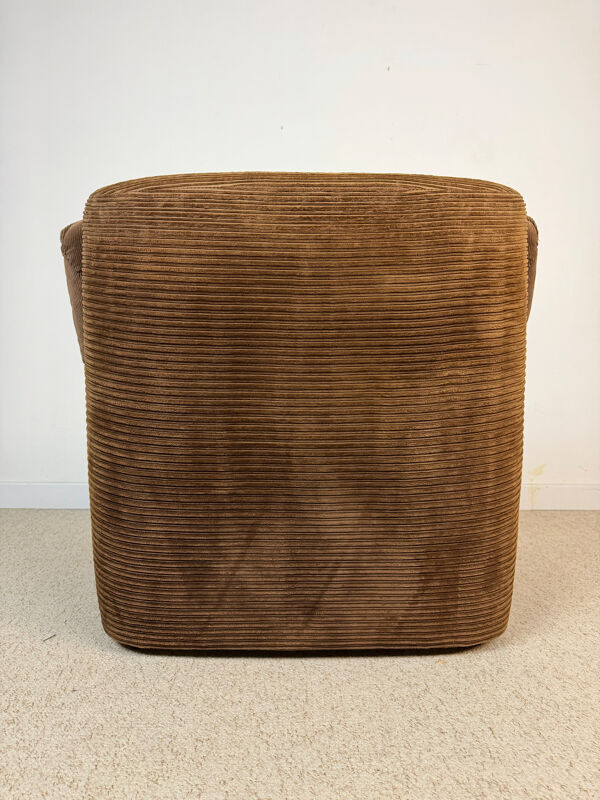 Fauteuil lounge Steiner en velours côtelé marron – années 70