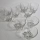 Set of Art Deco style engraved crystal bowls and glasses on spherical feet