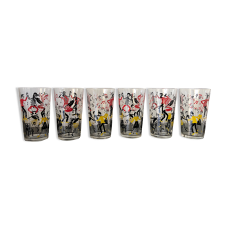 6 old lemonade or mug glasses