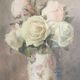 Ernest FOUSSIER 1901 "White roses in a Japanese vase"watercolor signed