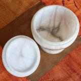 Vintage alabaster and copper candy box