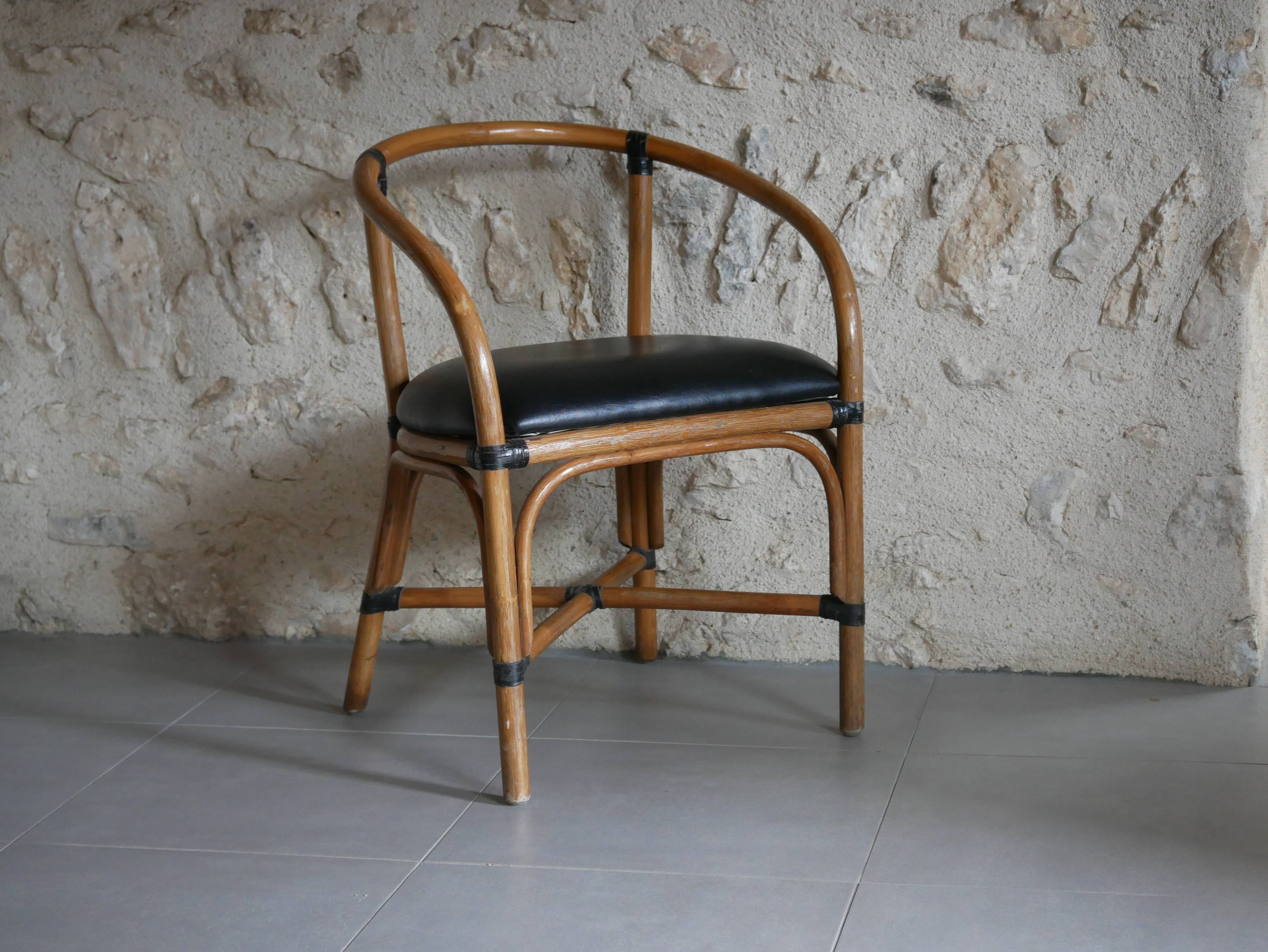 Chaises rotin assise simili cuir
