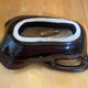 Coupe Centre De Table VALLAURIS Céramique Marron & Bleu Vintage #E172