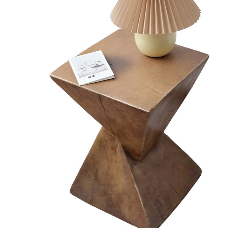 Lightweight Geometric Concrete Side Table, Modern Indoor/Outdoor Accent Table, Multifunctional Table