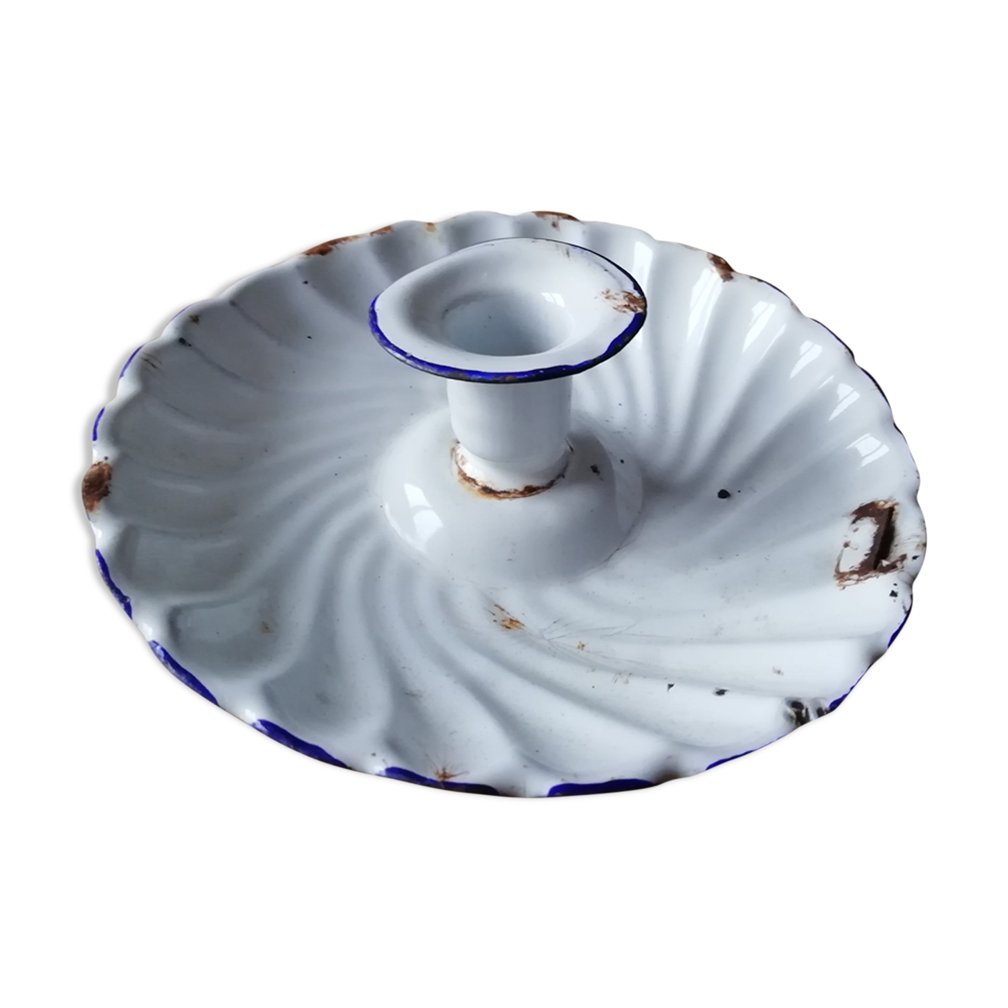 Enamelled tin candlestick